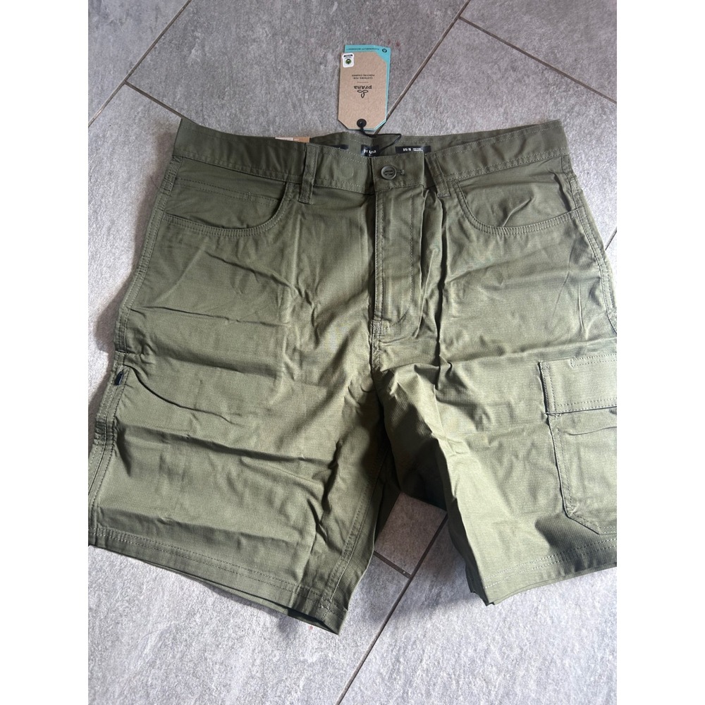 Prana Double Peak Short Mens 35 Cargo Green Ripstop Hiking Utility 1968441 8inch